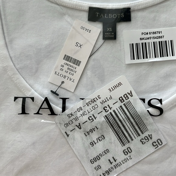 Talbots Cotton Bateau Neck Tank Tee Shirt White - Picture 3 of 4